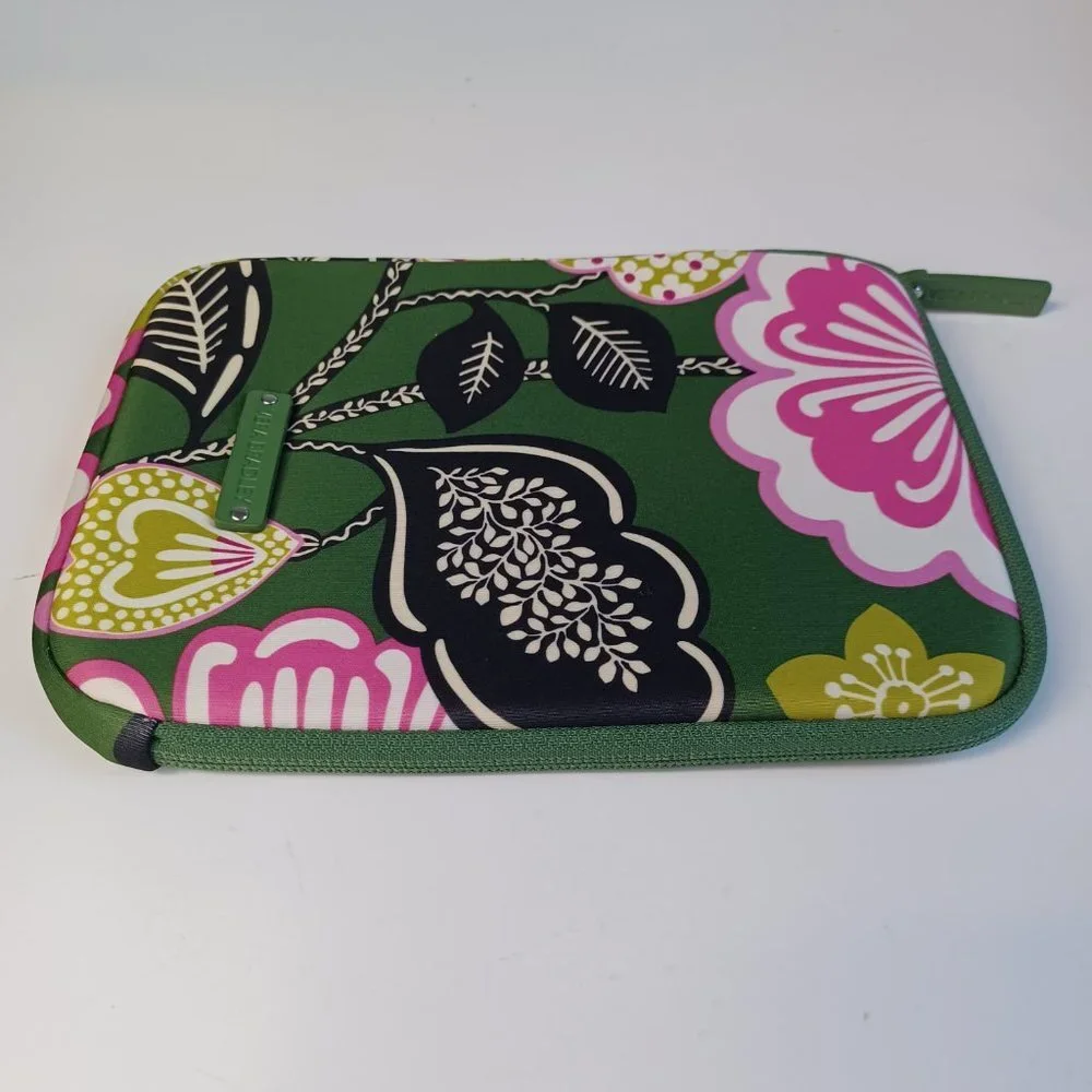 Vera Bradley Tablet Neoprene Soft Case Zip Around Tropical Floral Green Pink - Picture 3 of 9